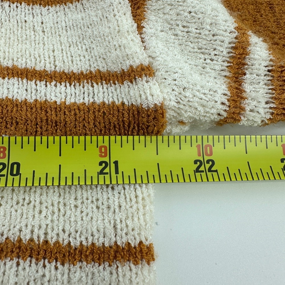 Loft Womens Striped Knit Hoodie Sweater Rust Cream Medium V-Neck - Picture 8 of 8